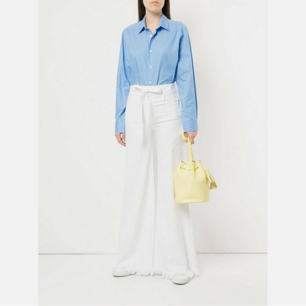 Frame High Rise Raw Hem Flared Jeans